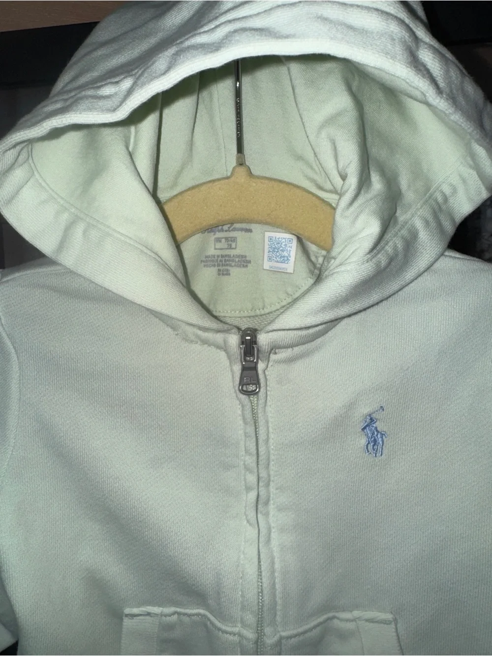 Ralph Lauren baby hoodie zip up french terry sweatshirt gender neutral mint logo